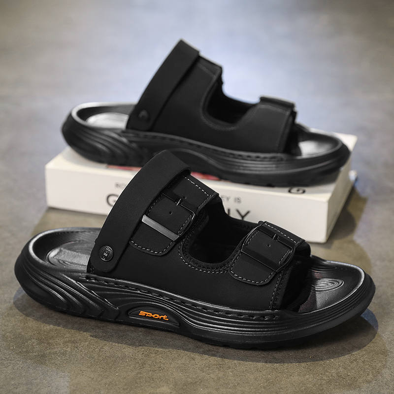 Flip Flop Leather Men - Мужские кожаные шлепанцы на платформе, роскошные