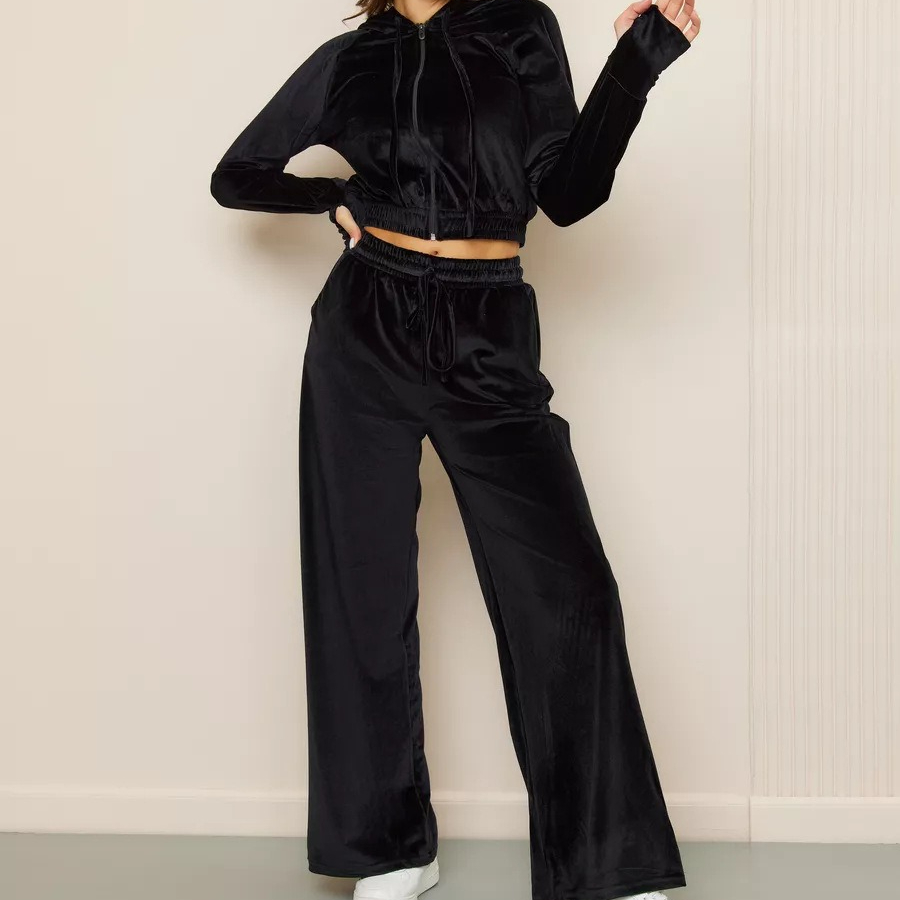 Short Linen Drawstring - Женский комплект из двух предметов: однотонные