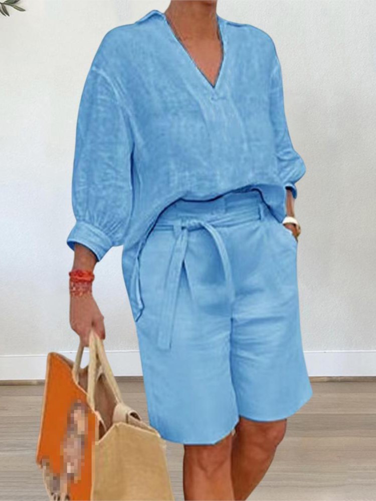Linen Shirt Breathable - Женские костюмы, элегантный стильный комплект из