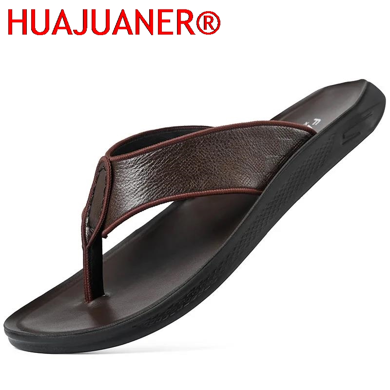 Flip Flop Leather Men - Мужские повседневные уличные сандалии, летние нескользящие